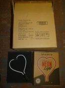 *Box of 4 Pink Heart Glass Neon Inserts