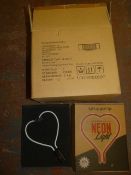 *Box of 4 Pink Heart Glass Neon Inserts