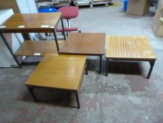 *Three Low Metal Framed Square Office Tables and a Trolley