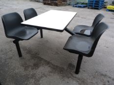 *Metal Framed Cafeteria Table with Four Plastic Se
