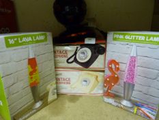 *Two Vintage Telephones, Lava Lamp, Glitter Lamp,