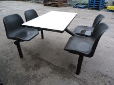 *Metal Framed Cafeteria Table with Four Plastic Se