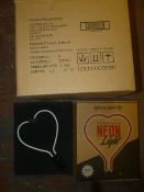 *Box of 4 Pink Heart Glass Neon Inserts