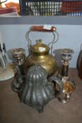 Brass Kettle, Candlesticks, Teapot, etc.