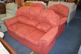Terracotta Plush Three Piece Suite Comprising Thre