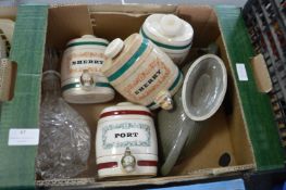 Sherry & Port Barrels, Decanter, and a Bowl