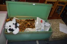 Lloyd Loom Style Green Ottoman and Contents of New