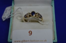 9k Gold Ring with Diamonds ~2g gross, Size: L