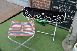 Vintage Metal Plant Stand and a Folding Picnic Sto