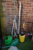 Garden Tools Including Lawn Rake, Weed Sprayer, an