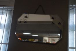 Vintage Beveled Edge Wall Mirror with Bird Decorat