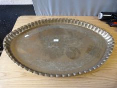 Large Vintage Oval Brass Tray