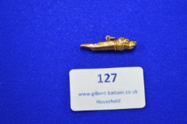 9k Gold Miniature Dog Head Whistle Charm