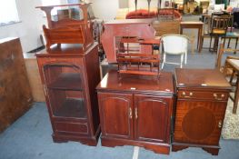 Mahogany Effect Stereo Cabinet, Glazed Front Cabin