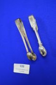 Two Bright Cut Sterling Silver Sugar Tongs ~38g