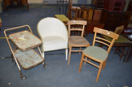 Two Beech Chairs, Lloyd Loom Style Bedroom Chair a