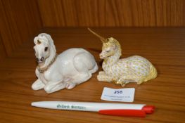 Enameled Unicorn by Hungarian Artists plus a Resin