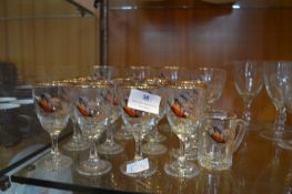 Vintage Pheasant Design Wine Glasses