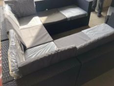 * U' Shapped Rattan sofa set. Black wicker. Grey Cushion. 2 Tables, 1 chair. - Collection Address Wa