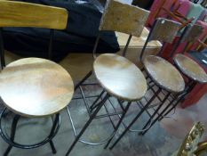 *Four Metal Framed Wooden Barstools