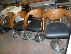 *Four Chrome Based Upholstered Bar Stools