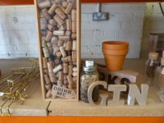 *Display Items Including Box of Corks, Flower Pots, Lettering, etc.