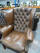 *Brown Chesterfield Wingback Armchair