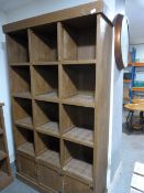 *Painted Reclaimed Pine Cubby Holes with Three Small Cupboards ~116x200x38cm
