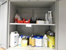 *Steel store with various cleaners solvents