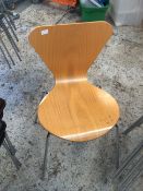 * 6 x wooden stackable chairs with chrome legs