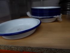 * 10 x blue and white enamel pie dishes