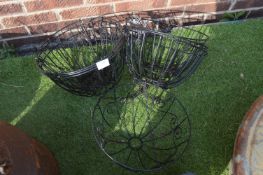 Seven Black Metal Hanging Baskets