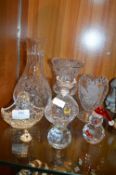 Cut Glass Crystal Vases, Ornaments, etc.