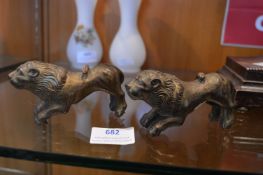 pair of Antique Gilt Bronze Lion Figures
