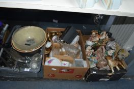 Three Boxes of Decorative China, Ornaments, Gilt T