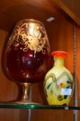 Ornate Oversized Brandy Glass and Vase