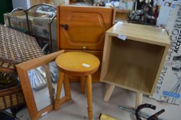 Wooden Bathroom Cabinet, Mirror, Stool and Storage