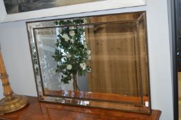 Beveled Edge Wall Mirror with Gilt Beading