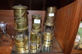 Five Brass Ornamental Miners Lamps