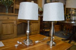 Pair of Brushed Aluminium Table Lamps