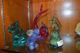 Four Murano Glass Fish and Animal Figures