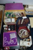 Tray Lot of Costume Jewellery plus Crested Ware, W