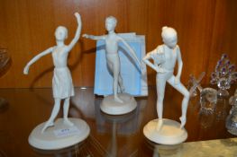 Three Franklin Porcelain of Young Ballerinas from