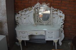 White & Gilt Kidney Shaped Dressing Table plus Bed