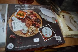 *Bamboo Lazy Susan with 5 Porcelain Dishes