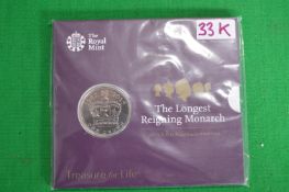 Royal Mint 2015 UK £5 Longest Reigning Monarch Fine Silver Coin