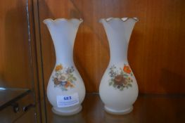 Pair of Satin Finish Milk Glass Vases