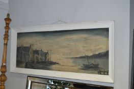 Retro Oil on Canvas Harbour Scene by Travis