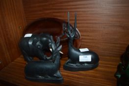 Ethnic Carved Elephants and Antelope