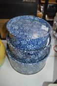 Set of Three 1970's Blue & White Floral Cake Tins